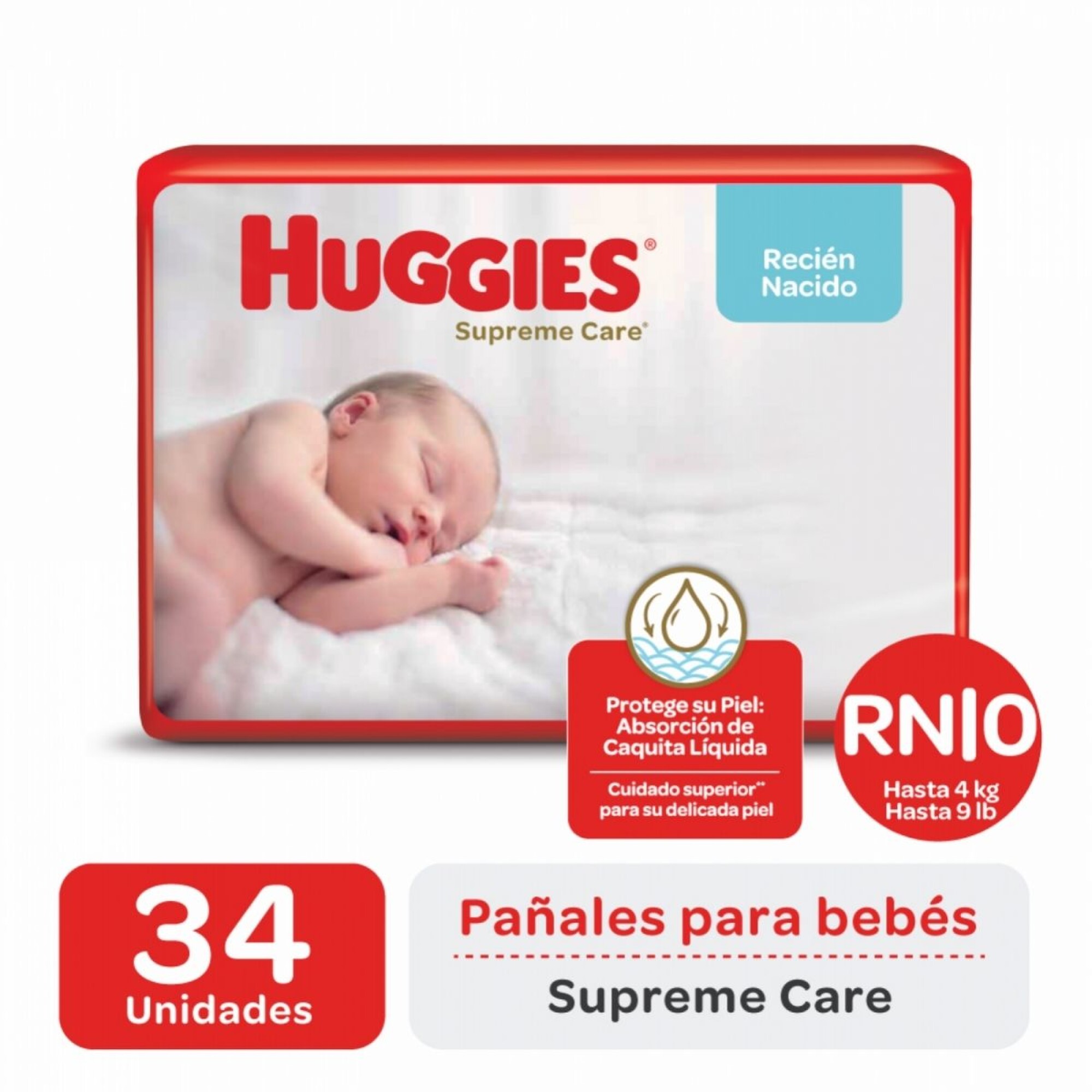 Pañales Huggies Supreme Care Recién Nacido X34 — Coral