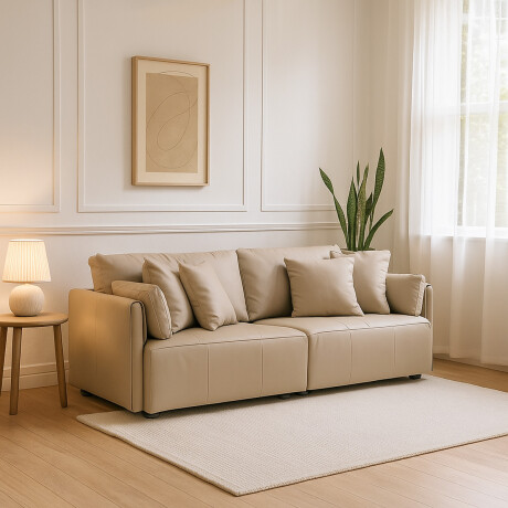Sofa Torino - Cuero Básico - 3 cuerpos 1011 (Granizo)