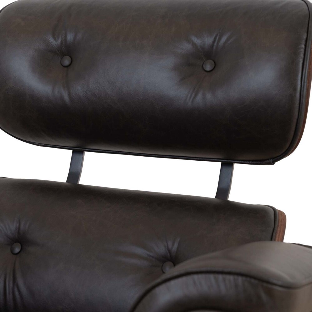 BUTACA C/PUFF 1 CUERPO CUERO-100-NATURAL NEGRO EAMES