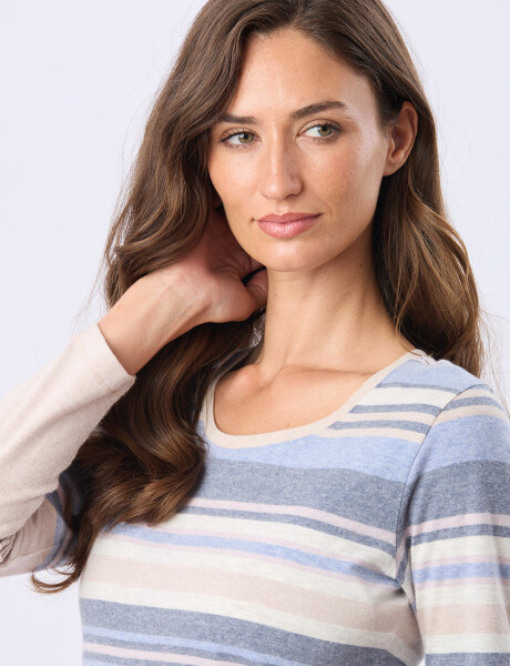 REMERA RAYADA DE ALGODÓN Beige