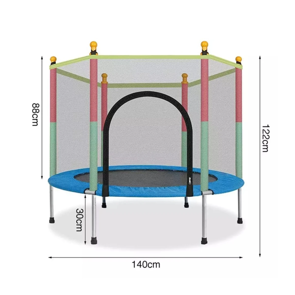 Cama Elastica con Red de Protección 1.40 M - AZUL 
