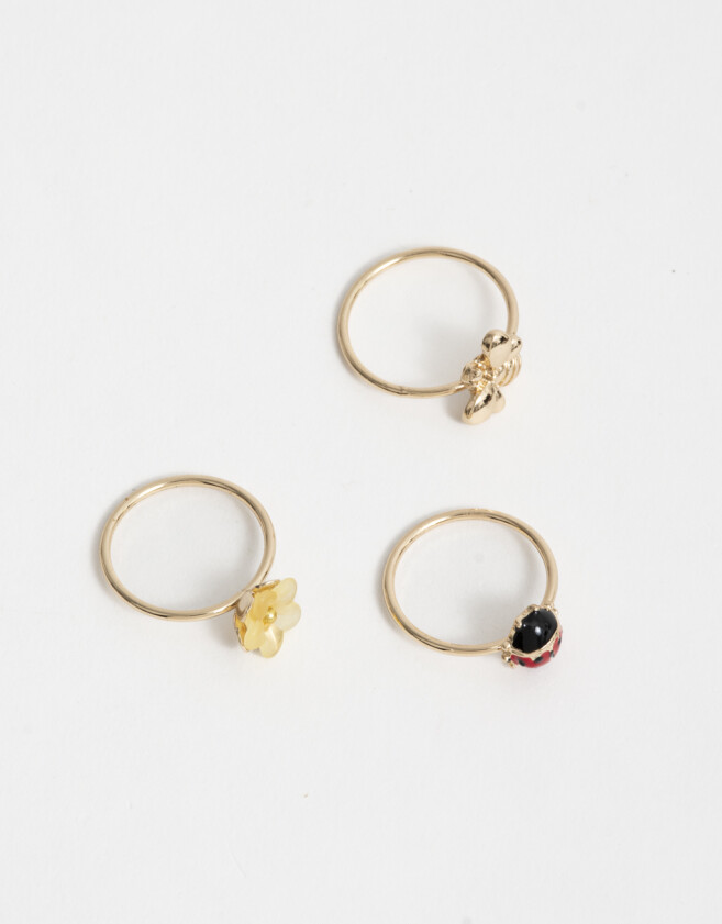 Sets Anillos Esmaltado Sets Anillos Flores - Dorado