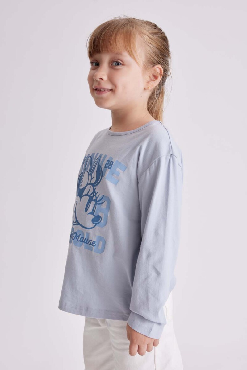 Remera manga larga estampada Minnie Celeste