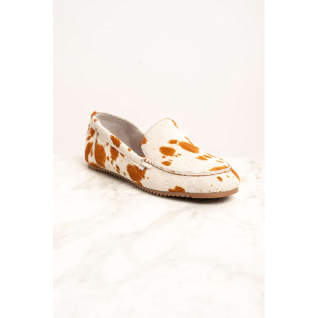 Mocasin Pelo Animal Print Vaca Camel