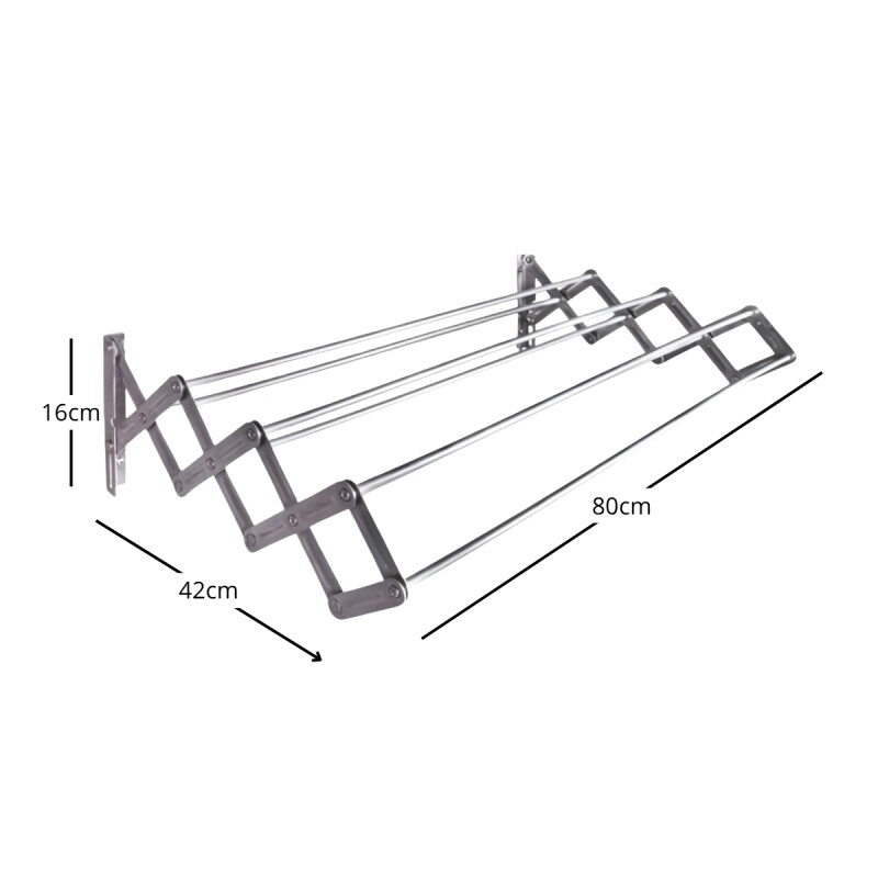 Tendedero plegable pared en aluminio 80 cm GRIS