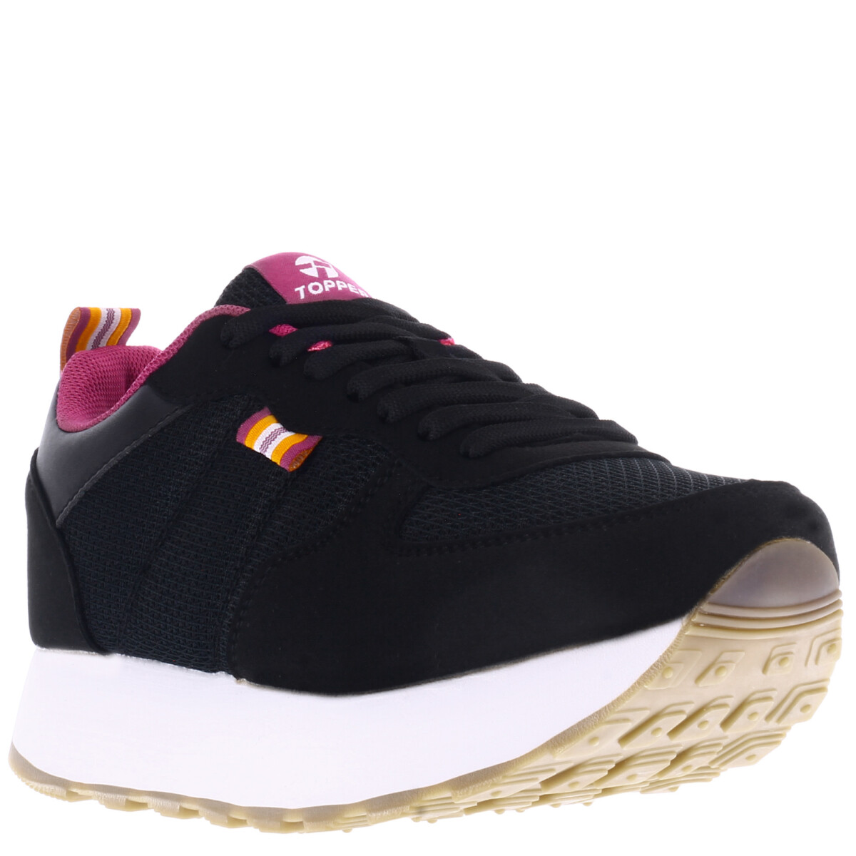 Championes de Mujer Topper T.350 Wedge - Negro - Fucsia - Anaranjado 