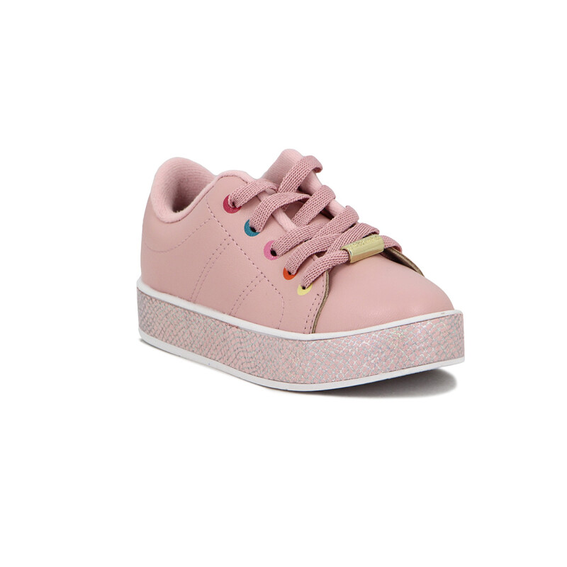 Molekinha Deportivo Casual Acordonado Blanco Rosa Claro