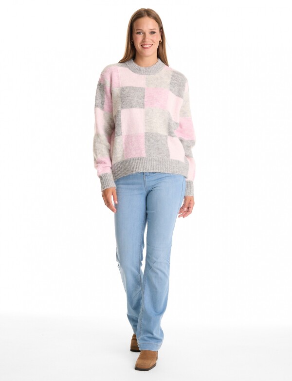 Buzo Lana Cuadros ROSA/MULTI