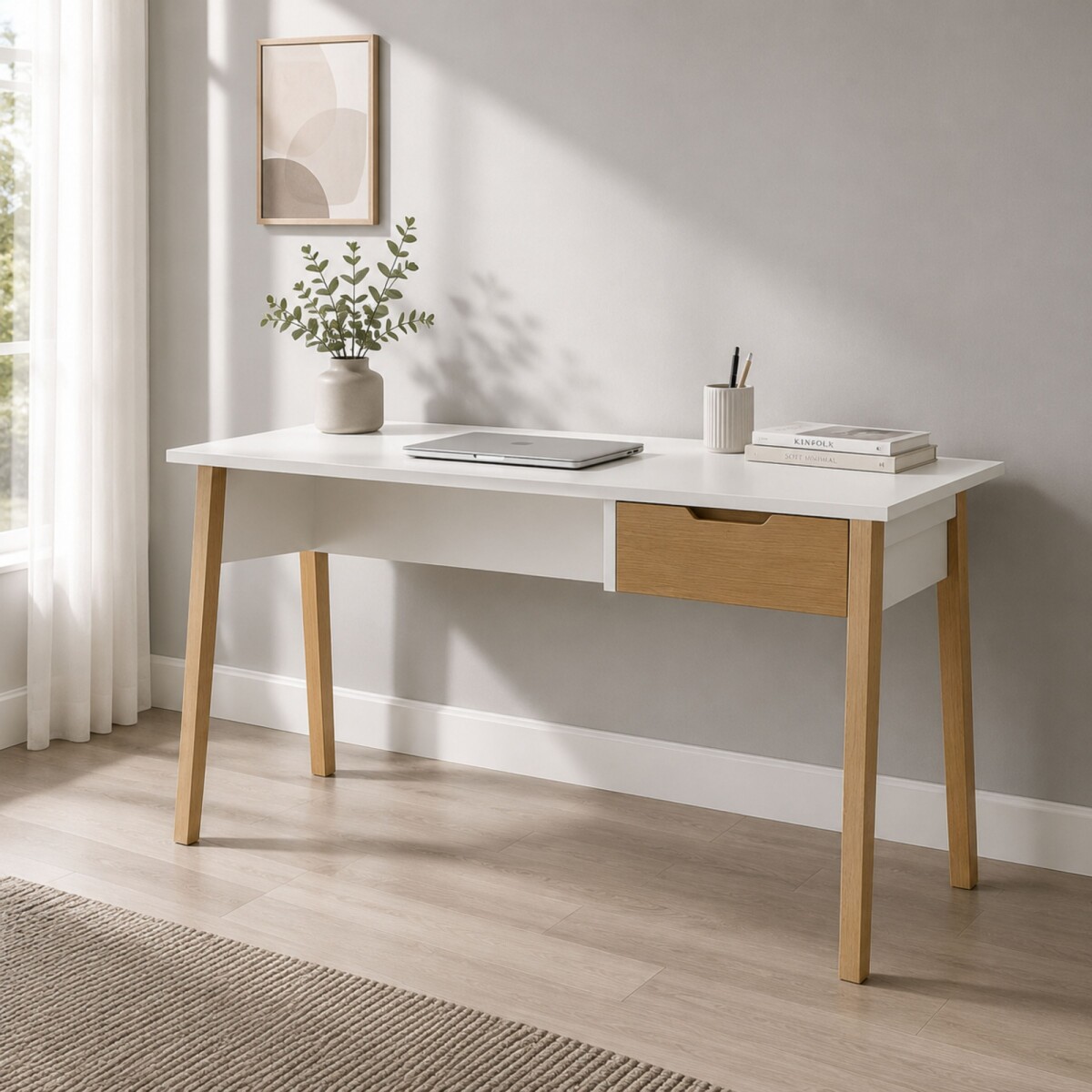 ESCRITORIO - 1 CAJON LINEA WOOD - BLANCO 