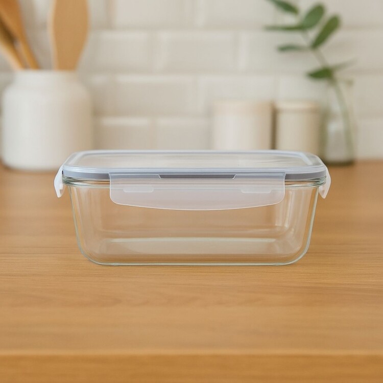 Vianda de Vidrio Hermetico rectangular 1 litro mor Vianda de Vidrio Hermetico rectangular 1 litro mor