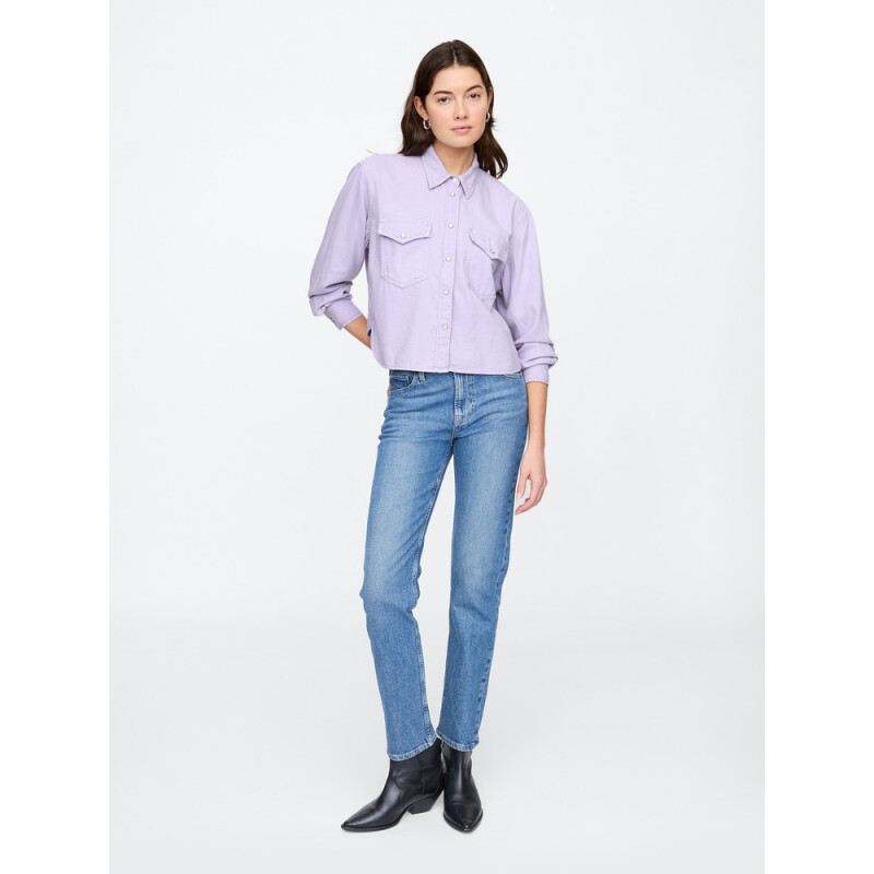 V-DENIM WESTERN CROPPED SHIRT - COLOR DUSTY LILAC