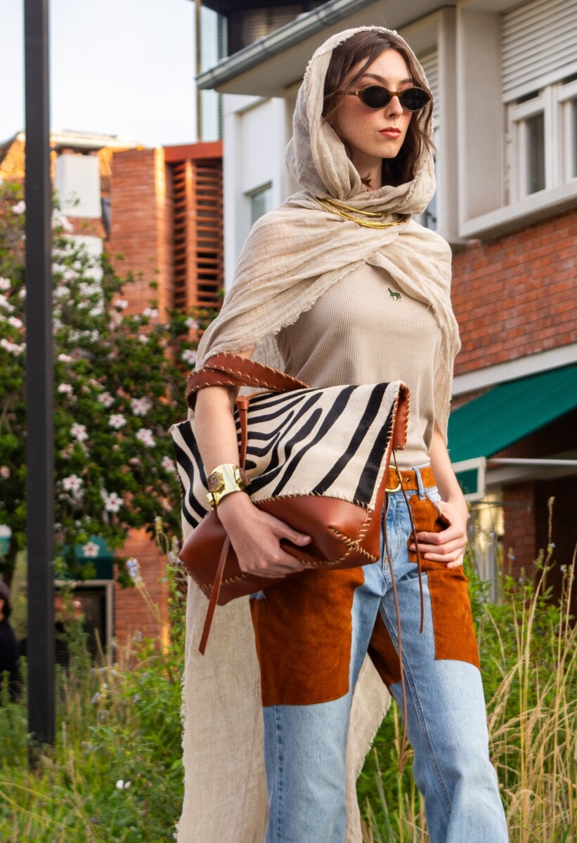 Taba Handbag Print - Caramel / Zebra 