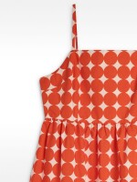 Vestido Largo De Lunares 100% Algodón naranja