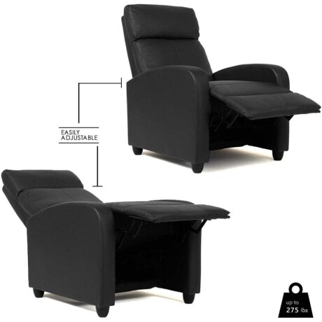 Sillon reclinable 1 cuerpo con masajeador y calefaccion Negro