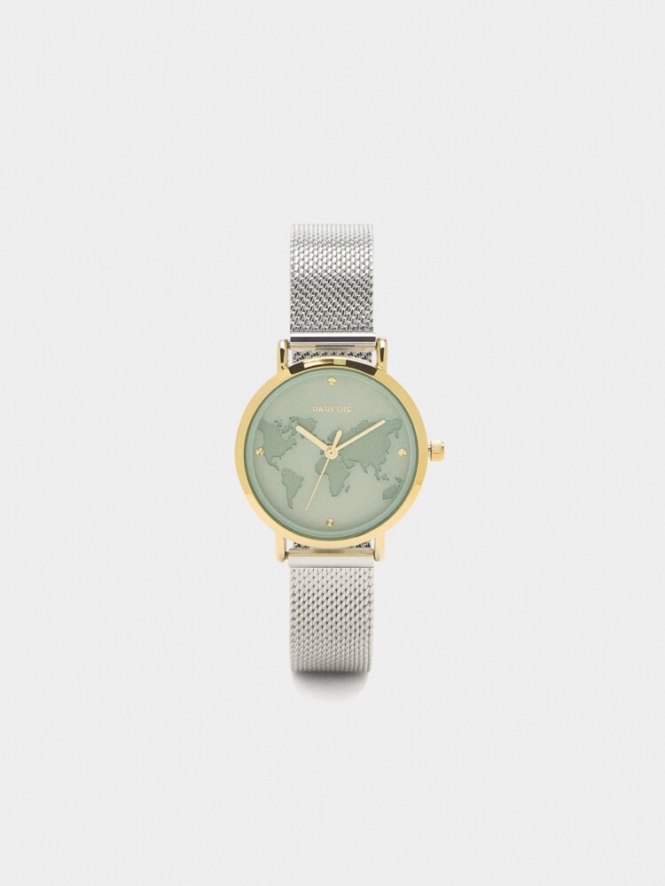 Reloj Con Esfera Mapamundi bicolor