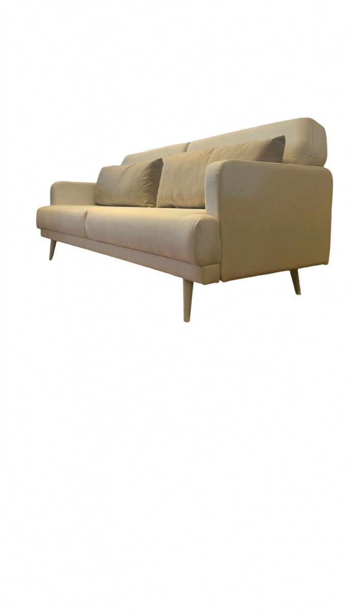 SOFA CAMA NORDICO TELA CLARA - ALMOHADONES BEIGE 