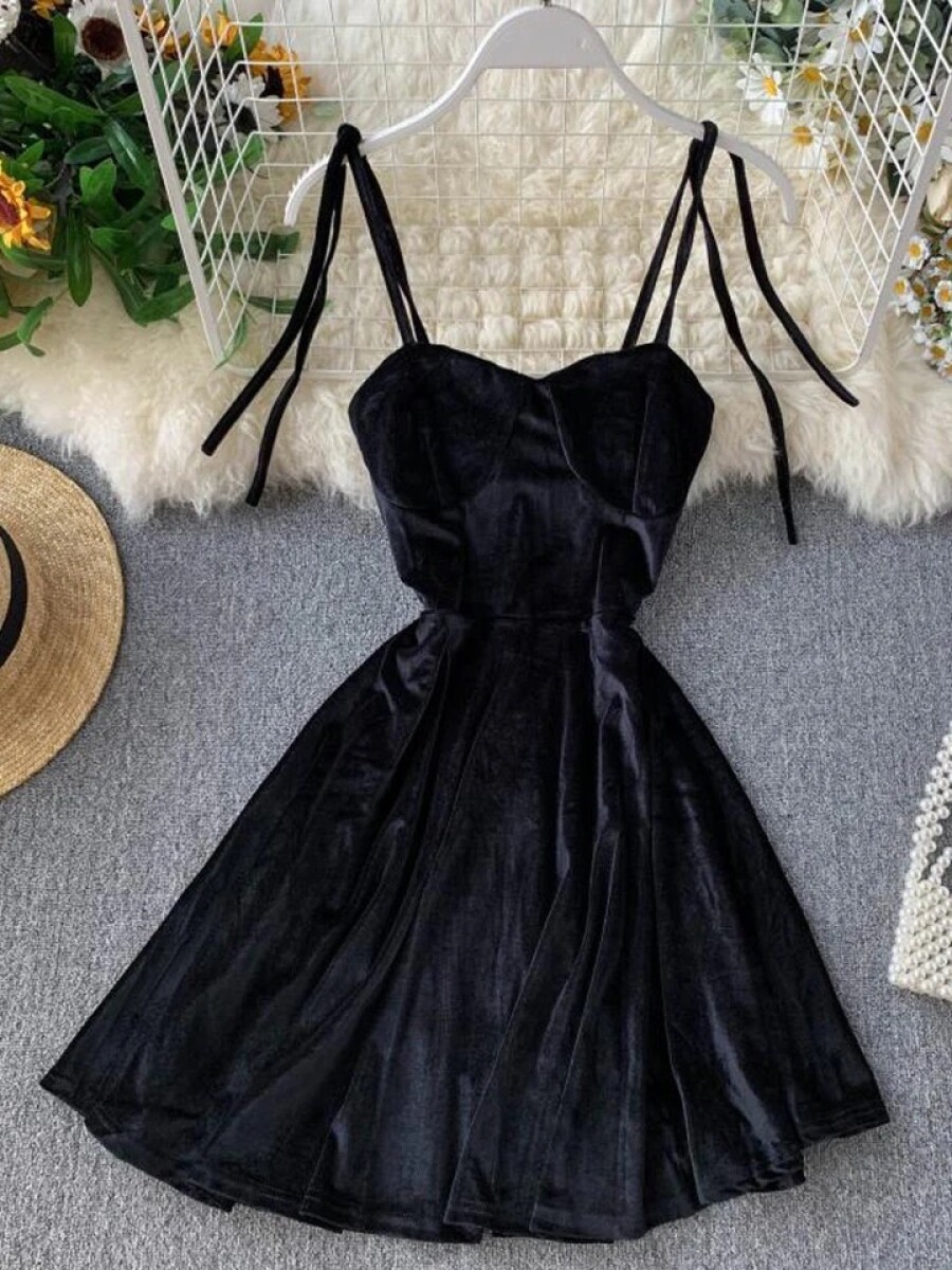 Vestido LUCIA terciopelo - Negro 