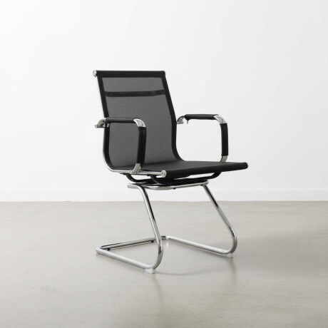 SILLA DE VISITA MALLA-Y-METAL NEGRO MALLA