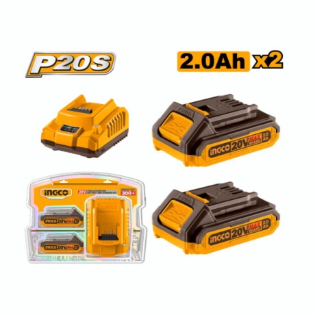 Set X2 Baterías 20V 2AMP + 1 Cargador INGCO FBCPK1222 Set X2 Baterías 20V 2AMP + 1 Cargador INGCO FBCPK1222