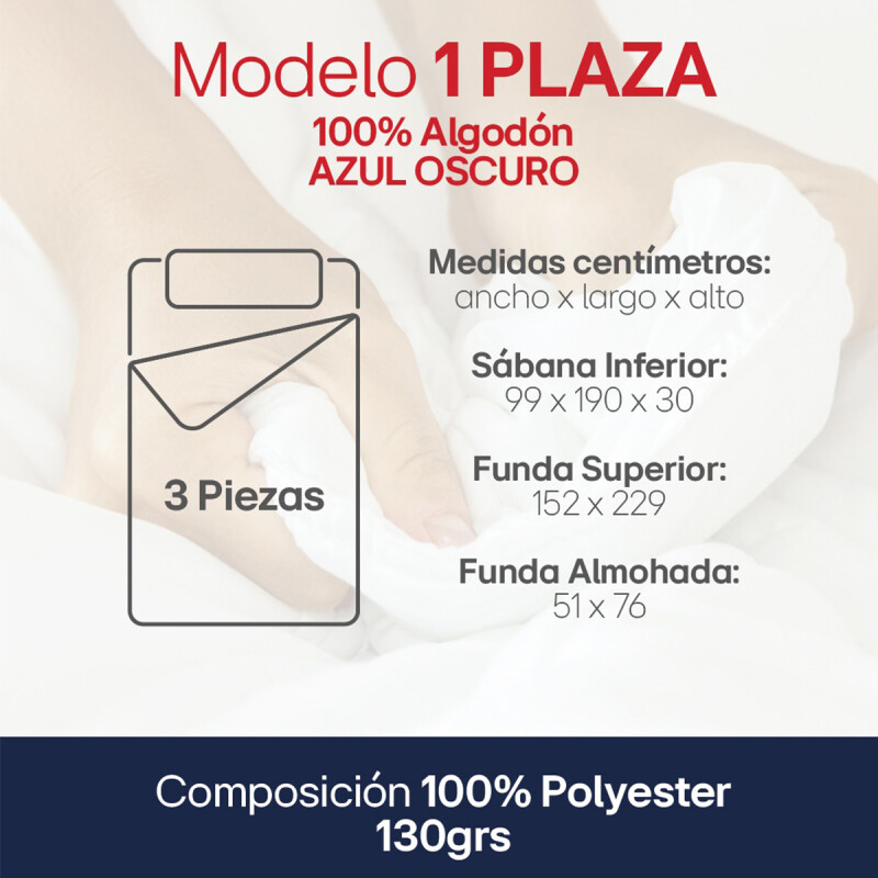 Sábanas 1 Plaza Juego 3 Piezas C/ Funda Almohadas Polyester Azul Sábanas 1 Plaza Juego 3 Piezas C/ Funda Almohadas Polyester Azul