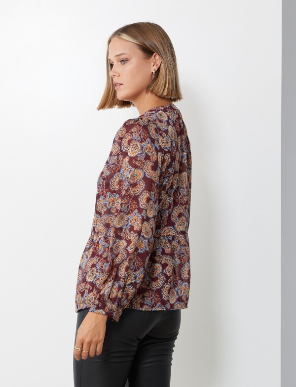 Blusa Gasa Lurex BORDEAUX/MULTI