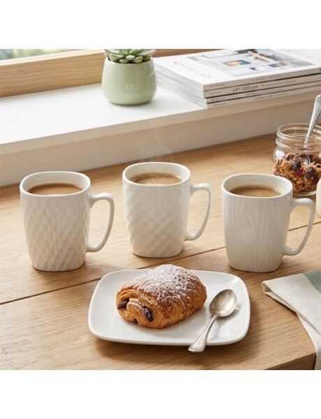 MUG SEMI CUADRADO 480 ML TEXTURAS SURT BLANCO MUG SEMI CUADRADO 480 ML TEXTURAS SURT BLANCO