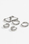 Set de aros geométricos acero plateado