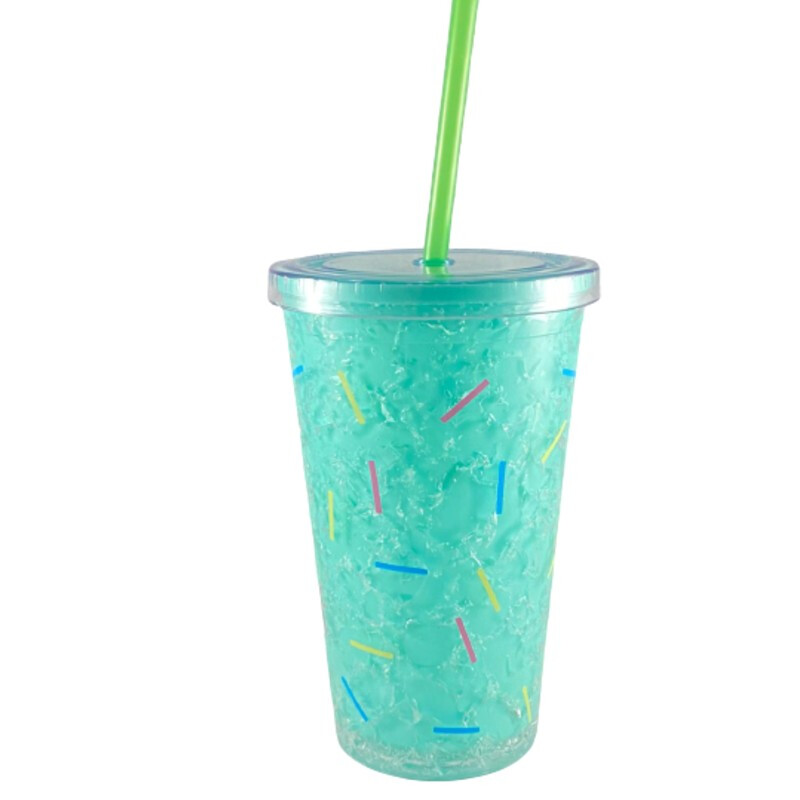 Vaso con Sorbito Diseño Confetti Verde