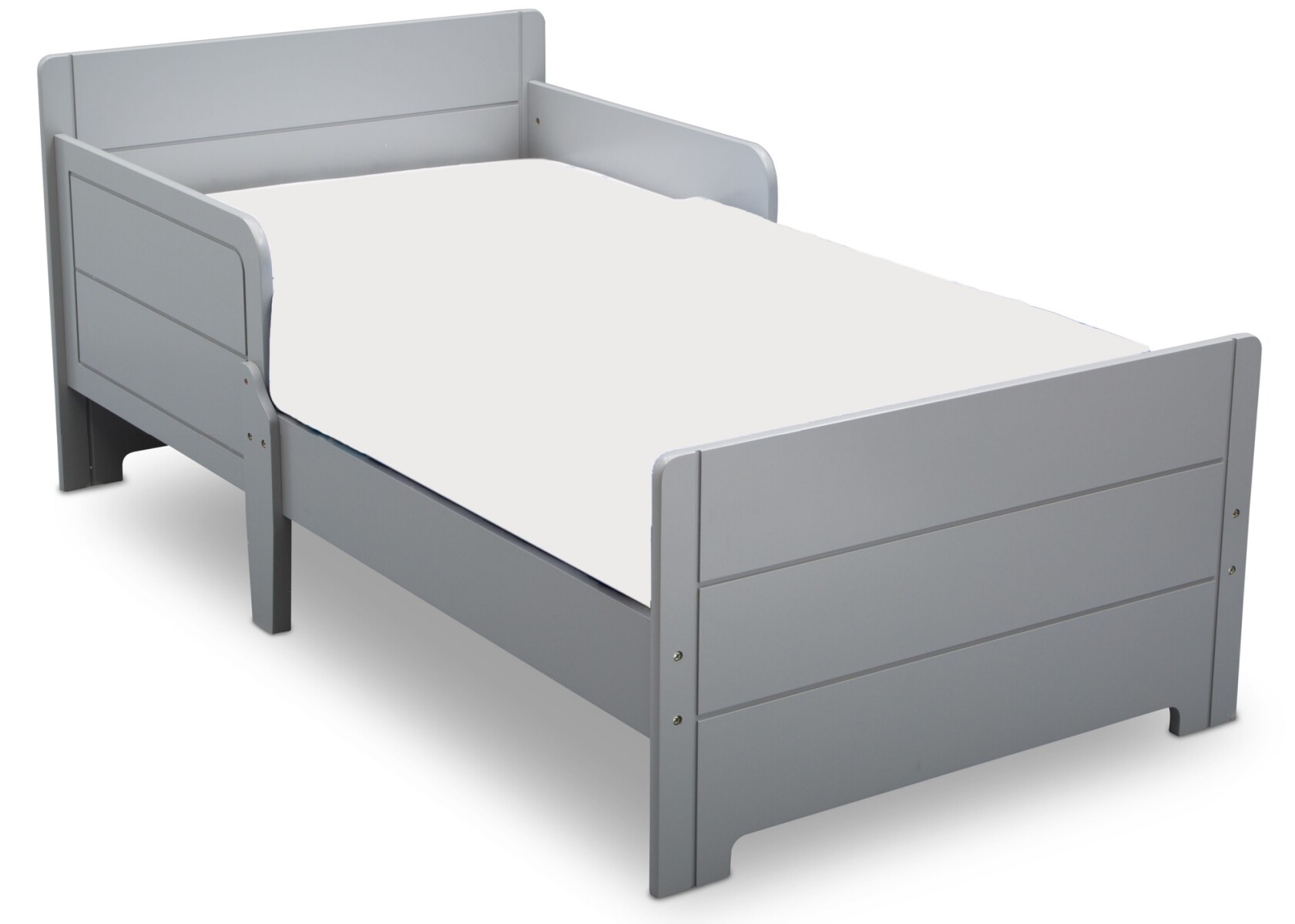 Cama de transición con baranda gris 