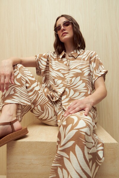 CAMISA ELVINA PRINTED Beige Oscuro