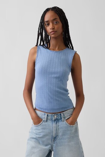 Musculosa Pointelle Mujer Light Blue