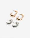 Aros Argollas Set Metal Set De Argollas Biplating - Dorado