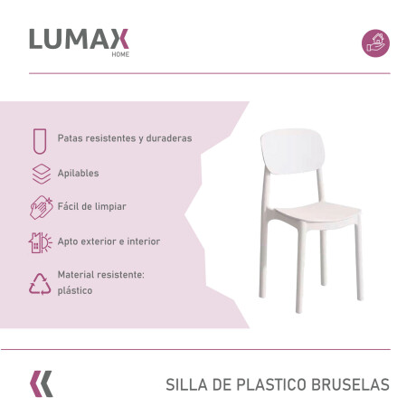 Silla Plastico Lumax Bruselas living comedor jardín Blanco