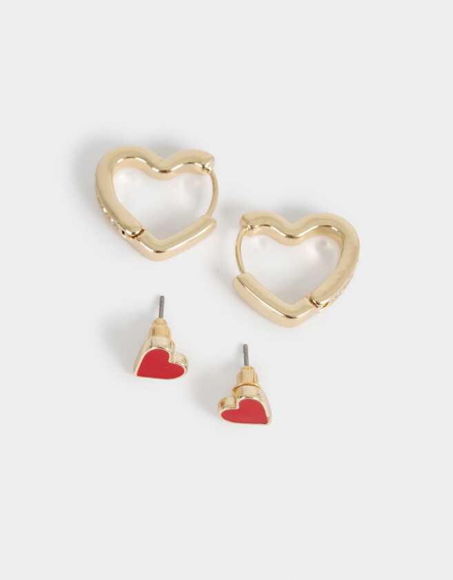 Aros Sets Corazón Set De Aros Con Corazón - Dorado