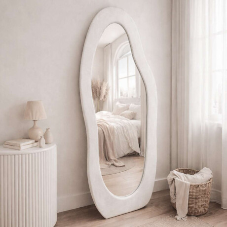 Espejo de pie Irregular con borde velvet - 60x160cm Blanco