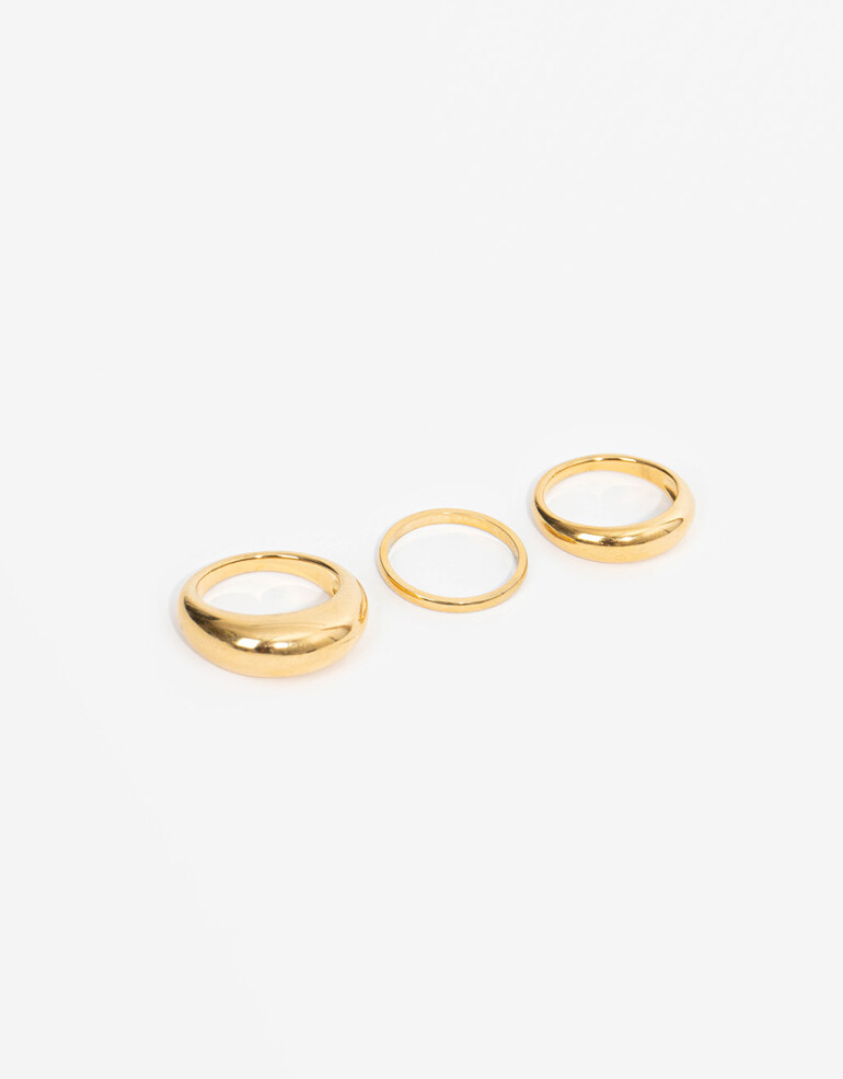 Sets Anillos Metal Set De Anillos De Acero - Dorado
