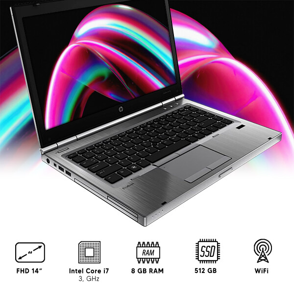 Notebook Hp Elitebook 8470p I7/ 8 Gb Ram/ 512 Gb Ssd NOTEBOOK RFPL HP 8470 I7/8GB/500/14"