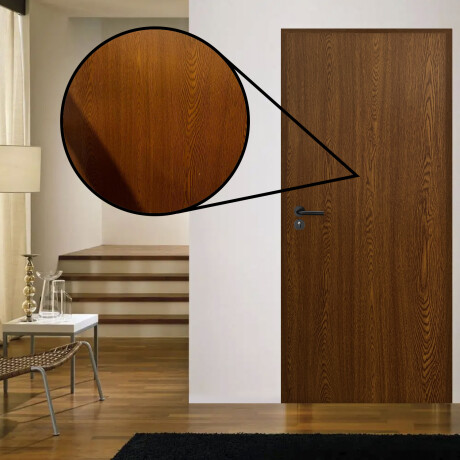 Puerta Interior en MDF con Marco y Cerradura Lumax Marrón Oscuro Lisa Herraje Negro