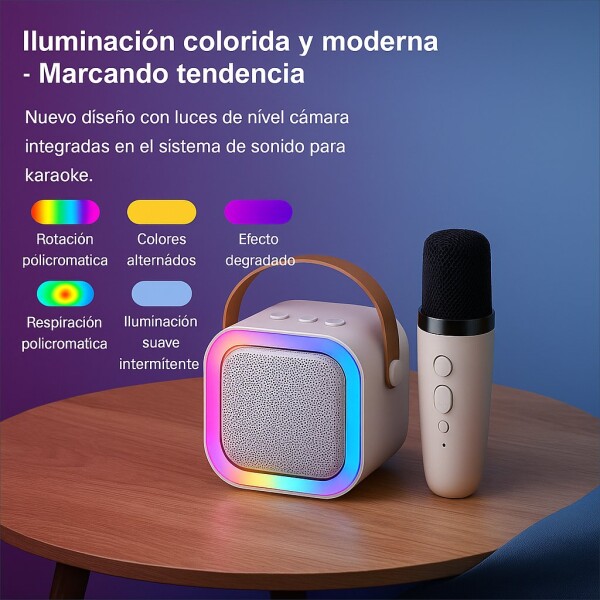 Parlante Karaoke Bluetooth Luces RGB Con Micrófono Portable Variante Color Rosa