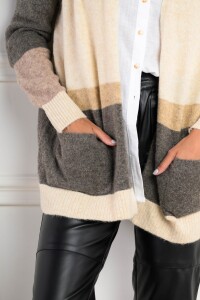 Cardigan Color Block Beige Melange