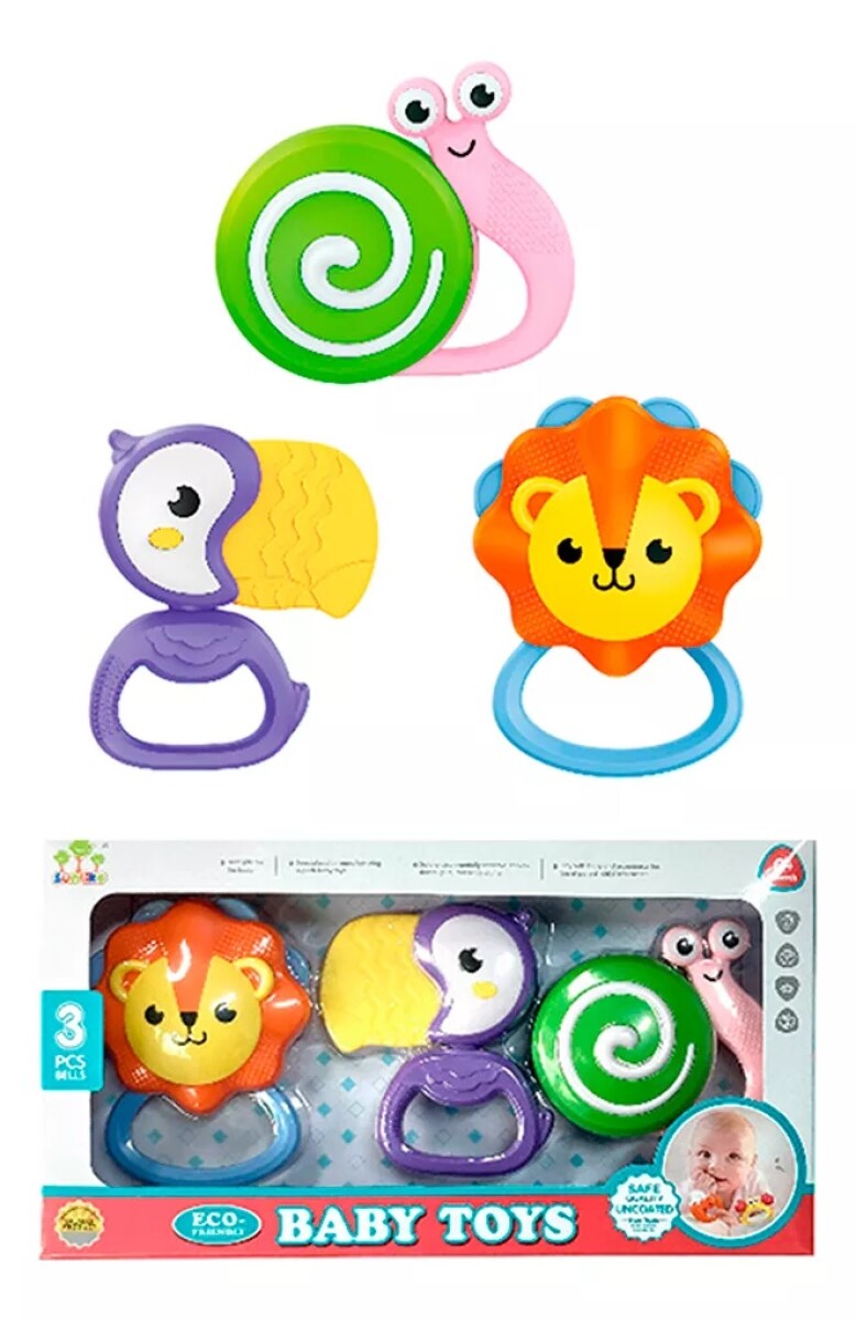Sonajero X3 Con Mordillo Baby Toys 