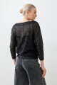 Blusa lentejuelas manga dollman negro