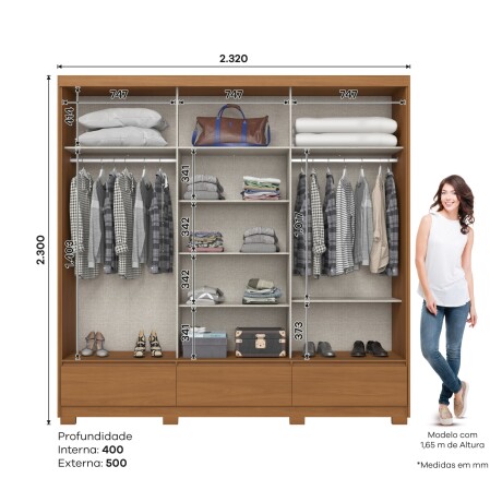 ROPERO DELVIN 3 PUERTAS 3 CAJONES CON ESPEJO GUARDARROPA CLOSET ARMARIO OFF WHITE