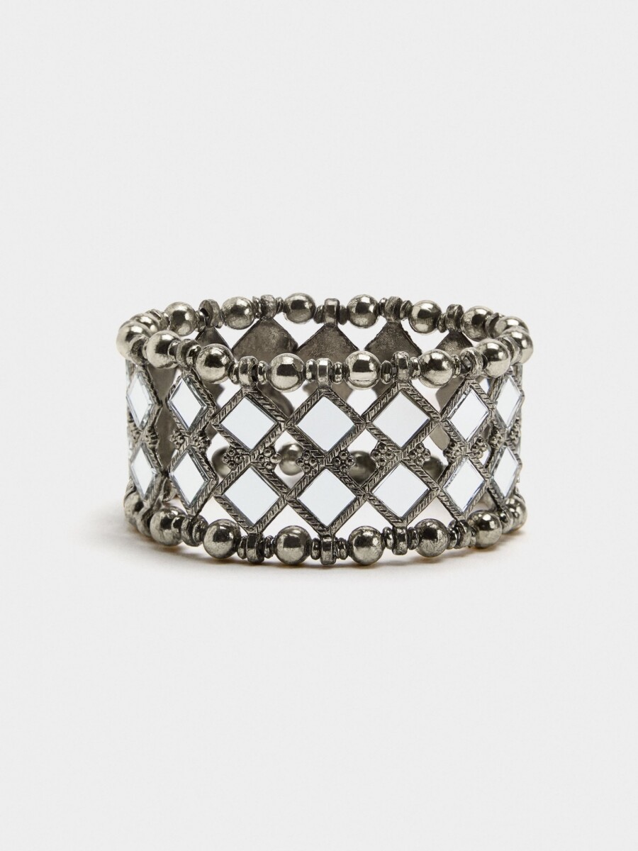 Pulsera Elástica De Rombos Espejo plateado