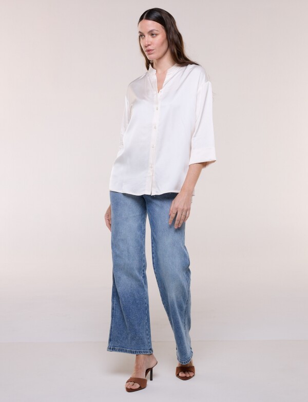 Camisa Holgada De Saten BEIGE CLARO