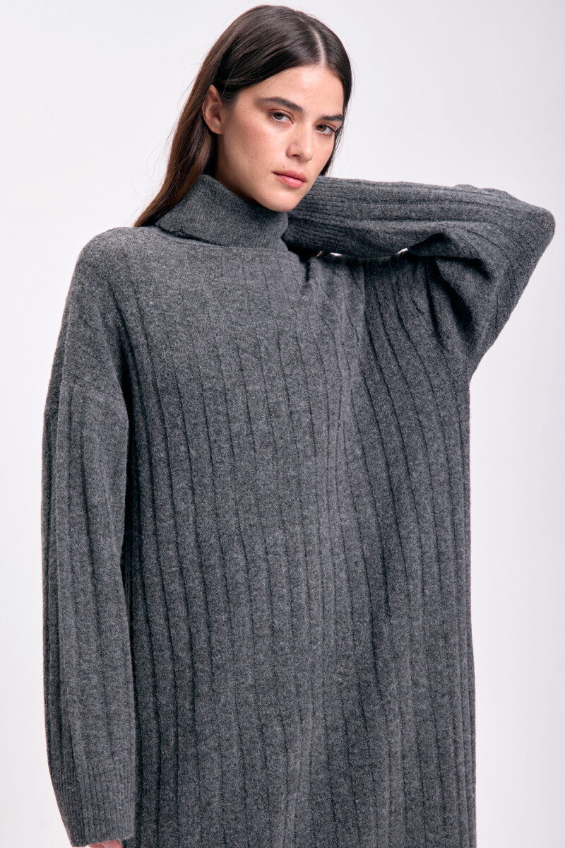 Vestido punto canalé Gris