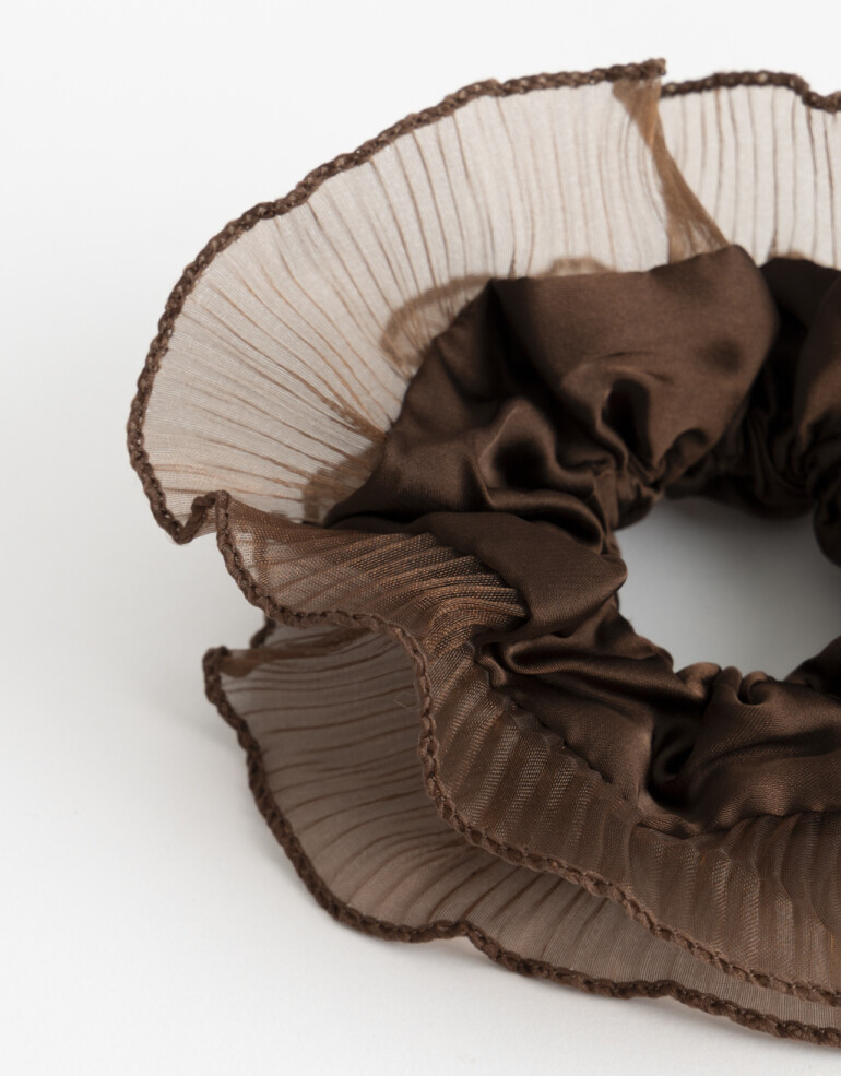 Skunzies Texturada Maxi Scrunchie Plisada - Marron Chocolate