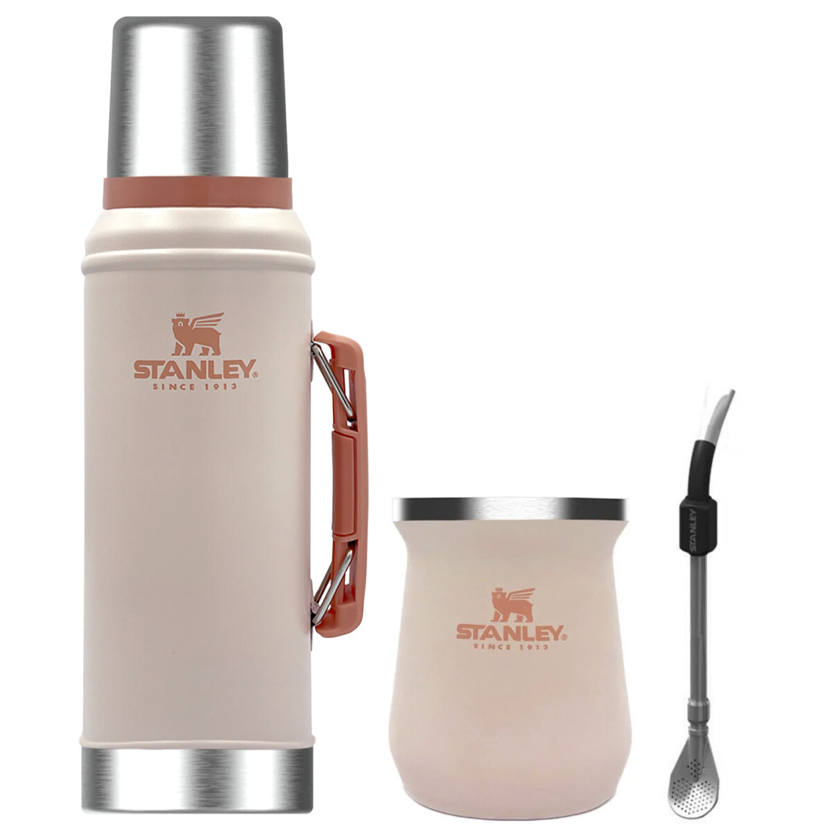 Combo Stanley Termo Classic 940ml + Mate en Acero Inox. 230ml + Bombilla Spoon - Limestone 