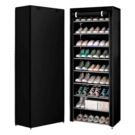 Zapatera Organizador 9 Niveles Acero Inox Cierre y Velcro Negro