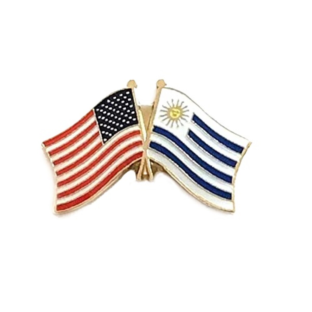 Pin metálico banderas - Estados Unidos y Uruguay 